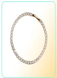 Bracelete de ouro Icepto de pulseira de tênis AAA Aaa cúbica de zirconia prata feminino bracelets designer cobre cadeias de diamante branco B1655506