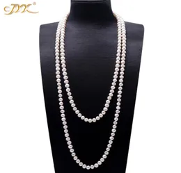 JYX Pearl Sweater Necklaces Long Round Natural White 89mm Natural Freshwater Pearl Necklace Endless charm necklace 328 2011041669191