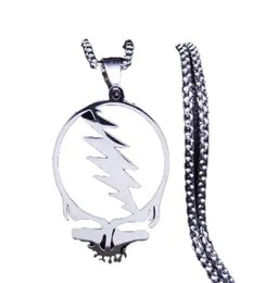 Afawa Grateful Dead Skull Stainless Aço Chain Colar para Menwomen Silver Color Color Jóias Cadenas Mujer N4206S037442955