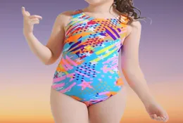 Onepieces Kids Girls Leotard Swimsuit Summer Onepiece stroje kąpielowe bez pleców nadrukowane z nadrukiem maluch na plaży Princess Bikini3464385