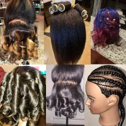 Mulheres Mannequim Africano Cabeça com cabelos 100% reais para estilizar a trança profissional Afro Treinamento Hairdressing Hairart Head Stand