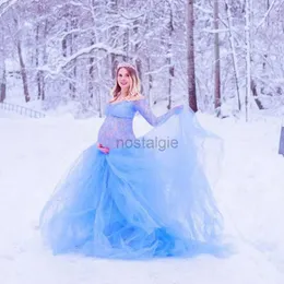 Mutterschaftskleider Sepzay Schwangere Frauen Meerjungfrau Long Maxi aus Schulterkleid Tüll Fotoshooting Mutterschaft gegen Nackenspitze Kleid Babyparty -Outfit 24412