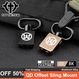 Tactical QD Metal Sling Mount 45 Grau Offset Base Wadsn Adaptador de montagem QD para acessórios de caça a ferrovias de 20 mm