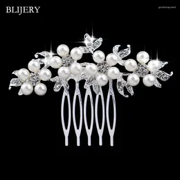 Clip per capelli Blijery Pretty Crystal Rhinestone Pearls Floral Bridal Combice Women Women Jewelry Party Wedding Accessori per matrimoni