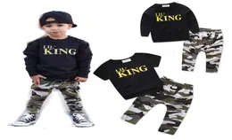Baby Camouflage outfits baby boy clothes letter topCamouflage pants 2pcsset cotton kids designer clothes boys8989166