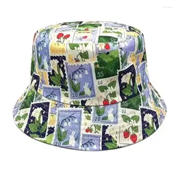 Berets ldslyjr Spring Summer Polyester Cartoon Cartoon Stamps Print Bucter Hat Fisherman Outdoor Travel Sun для мужчин и женщин 284