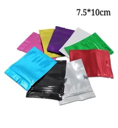 200pcs 7510 cm Kolorowa folia aluminiowa zamek błyskawiczny zamek błyskawiczny Mylar Pakiet torebki z płaskim dnem suchym do przechowywania worka