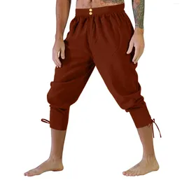 Męskie spodnie Mężczyźni swobodny retro stały kolor Pasek kostki Szybki suszenie rozciąganie chuda mężczyzna Y2K Odzież siłownia praca spodni pantelones