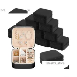 Jewelry Boxes 6Pcs Storage Box Pu Leather Display Organizer Zipper Case Travel Makeup Earring Holder Wholesale Drop Delivery Packagin Dhxne