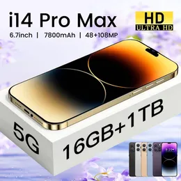I14 I15 Pro MAX 6,7-Zoll-Vollbildmotor Brandneue Original HD Vollbildmärtung Smartphone Face ID 16GB+1 TB Mobiltelefone Globale Version 4G 5G 5G Handy