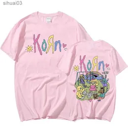 Koszulka damska Korn Rock Band Music Album T Shirt Women Men Metal metal Gothic Plus Size T-shirt Streetwear Summer Short Sleeve Cotton Tshirtl2403
