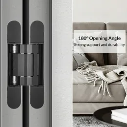 DOOROOM Invisible Hydraulic Hinge Concealed Hidden 180 Degree Swing Hinge Door Close Bearing 100KG Kitchen Cabinet Storage