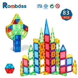 Toy de descompressão Romboss 83pcs DIY Blocks magnéticos Tiles coloridos Interação pai-filho Melhor jogo Montessori Toys educacionais Presentes de Natal 240413