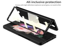 Case di telefonia cellulare per pellicola in vetro temperato anteriore per Samsung Galaxy Z piega 3 5G Ultra sottile Matte Hard Plastic Slim Cover di protezione completa7809495