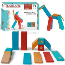 Blocchi giocattolo di decompressione 14 pezzi Dropsshipping magnetico blocchi di legno bloccanti fai -da -te giocattoli di intelligenza arcobaleno giocattoli educativi migliori regali per bambini 240412