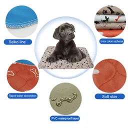 Wasserdichte Hundetierwindelmatte wiederverwendbares 3 Schicht absorbierende Hundebett Katzenwindel Bone Pfotenabdeckungsdecke für Sofa Bettboden