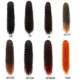 Long Deep Wave String Ponytail 22 polegadas Afro Kinky Curly Pony Tail Extensions para mulheres Brown sintético Falso Hair Horse Horse Tail