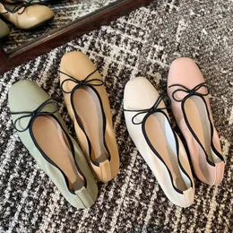 Повседневная обувь 2024 Spring Women Flat Fashion Bowknot неглубокая скольжение на балетных мягких леди платье балерина Laofer