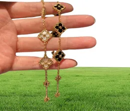 2021 Vintage Solid Color Lucky Four Leaf Clover Fritillary Charm Bracelets For Women Copper Bracelet Jewelry Italian Craft Gift3569493