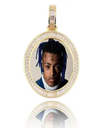 14K GOLD CUSTOM MEMORY PICTURE PE PENDANT ICED مع 18quot 20quot 24quot Rope Chain Necklace Zircon Bling Mens Hip H8188052