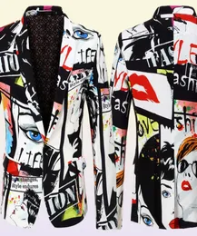 Herren Modejacke lässige Farbgedruckte Anzug Mantel Trendjacken mit verschiedenen Charakteren Herren -Outerwear3754349