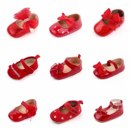 First Walkers Baby Red Shoes Bella ragazza Mary Jane Christmas Shinny Princess Party Toddler Gift Soft Anti-Sip Holiday