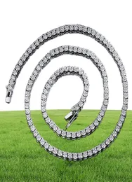 Hip Hop Tennis Halskette 4mm erzeugt Moissanit Gemstone Unisex Basic Tennis Chain Halskette Fein Schmuck 8176342