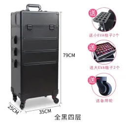 Forniture Women's MultiLyer Professional Trolley Case cosmetico Portable Makeup Rolling Bagugh Nail Art Tattoo Beauty Travel Valie