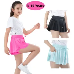 Pants 2 Pack Girls Flowy Shorts With Spandex Liner 2in1 Youth Dance Butterfly Shorts Kids Tennis Fitness Running Summer Casual Pants