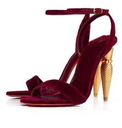 Summer Summer Sandals Shoes Women Lipshape Heel Velvet Leather Pumps Party Lady Sandalias EU3544 Wiit3520453