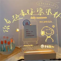 Decorative Plates Clear Acrylic Message Board With Pen Note Daily Moment Memo USB Luminous Po Night Light To Do List Transparent Panel
