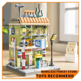 City Chinatown Store Mini Building Blocks Hong Kong Street View Shop House Micro Bricks Pawnshop Model Kids Toys Children Gifts