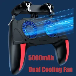 Gamepads Dual Fan Cooler Gamepad for PUBG Game Controller For 4.76.5 inch H10 Mobile Phone Game Shooter Joystick 500mAh Cooling Gamepad