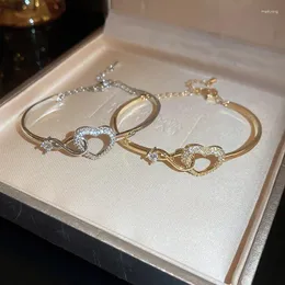 Bangle 2024 coreano requintado amor oco, temperamento de pulseira aberta doce moda romântica jóias femininas