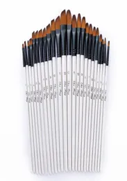 12 pezzi nylon capelli in legno manico in legno set di pennellate per l'apprendimento di pennelli artistici di pittura acrilica fai -da -te makeup7242982