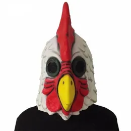 Biały Latex Rooster dorośli Mad Chicken Cockerel Mask Halloween Scary Funny Masquerade Cosplay Mask Mask 2207042241632