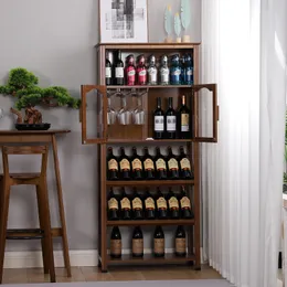 Glass Showcase Wine Rack Bamboo Shelf Storage Minimalist Display Cabinet Home Restaurant Cremalheira De Vinho Room Furniture