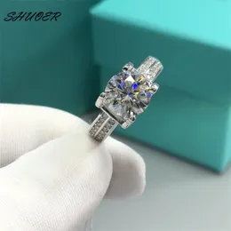 Classic 2 Pass Diamond Tester D Color Cow Head Ring 925 Sterling Silver Brilliant Cut Wedding Rings for Women240412