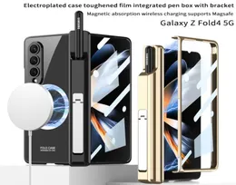 Magsafe Samsung Galaxy Z Fold 4 Case Zırh Kalem Kutusu Menteşe Koruyucu Film Kapağı 6078068