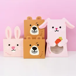 Gift Wrap 5pcs Cute Pink Ear Bear Candy Box For Birthday Theme Party Easter Kids Favors Snack Packaging Baby Shower Supplies
