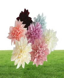 50pcs 11cm Dahlia pompon başı sahte çiçek ipek yapay çiçekler gelin düğün duvar çiçek bahçe dekorasyon diy ev dekor4563394