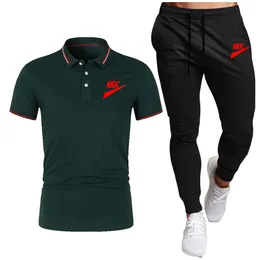 Summer Men's Trailsuit Suit Marka Kısa Kollu T-Shirt Pantolon 2 Parçalı Setler Fitness Jogging Sports Pants Spor Giyim Takım