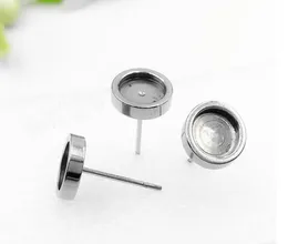 Stainless Steel Stud Earring Cabochon Stones Setting Post Cup Blank Stud Earring Bezel Setting 316 Steel Post3252893