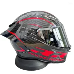 Motorradhelme Punkt zugelassener Kohlefasermaterial RR Helm Motocross großer Spoiler -Reiten voller Gesichtskapazeten Casque
