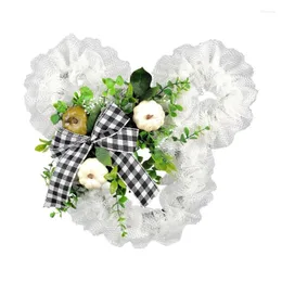 Kwiaty dekoracyjne x6HD sztuczny letni wieniec Bowknot do drzwi frontowych w ogrodzie dekoracje przyjęcia weselnego