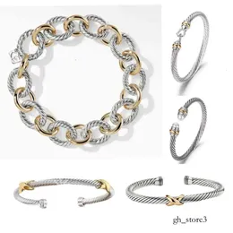 David Yurma Bracelets Bracelete de pulseira de gabinete Jóias de moda Mulher e homens Gold Silver Pearl Head Cross Cuff Bracelet Dy Jóias Designers Party Dy 419