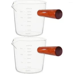 Copos de vinho 2 PCs Glass Milk Gu Design Design Coffee Coffee Pitcher Clear Houses Espresso SS Copo medidor de madeira