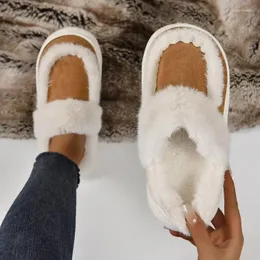 Slippers Женская прогулочная обувь для тушеной платформы с теплой платформой 2024 зимняя модная случайная короткая плюшевая дом