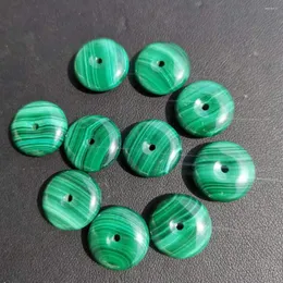 Decorative Figurines 16mm Natural Malachite Donut Pendant Flat Round Stone Beads For Jewelry Making