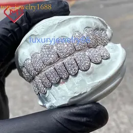 Real S Fully Iced Rapper Teeth Bust Down Deep Cut Custom D Color Moissanite Diamond Grillz